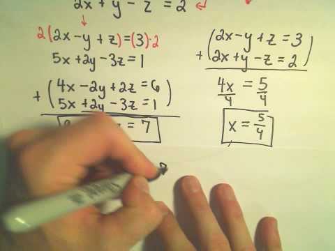 Solving a System of Equations Involving 3 Variables Using Elimination by Addition - Example 1