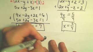 Solving a System of Equations Involving 3 Variables Using Elimination by Addition - Example 1