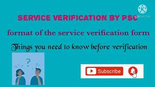 Service Verification By KPSC | Format of the verification form | Verif