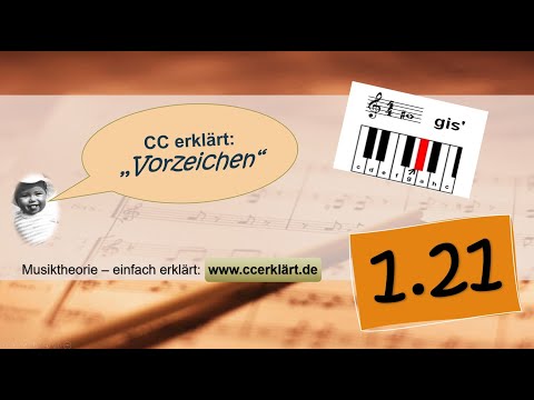 Musiktheorie einfach erklärt 1.21 Vorzeichen/Versetzungszeichen in der Musik das Kreuz  ccerklärt.de