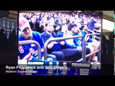 Ryan Fitzpatrick sits with Jets at Rangers game