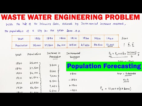 population forecasting | incremental increase method with example | water supply engineering problem