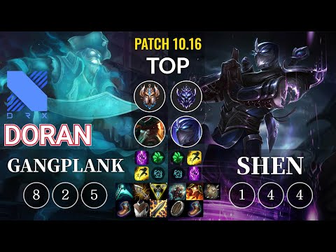DRX Doran Gangplank vs Shen Top - KR Patch 10.16
