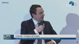 Kryeministri Albin Kurti flet në Forumin e Parisit për Paqe 11.11.2022