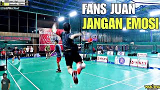 Download lagu FANS JUAN Jangan Emosi❗Tarung Bebas Badminton Tarkam SERU mp3