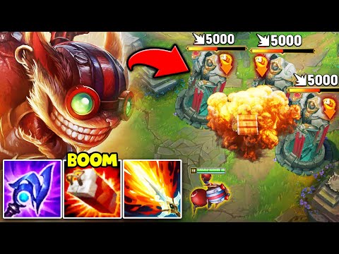 Ziggs but I demolish EVERY Turret in the game and 1v9 (70,000+ TOWER DAMAGE)