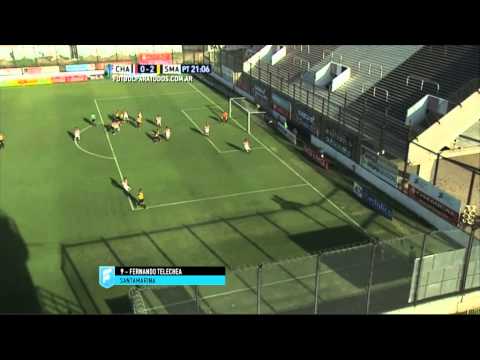 Gol de Telechea. Chacarita 0 - Santamarina 2. Fecha 12. B Nacional 2015. FPT.