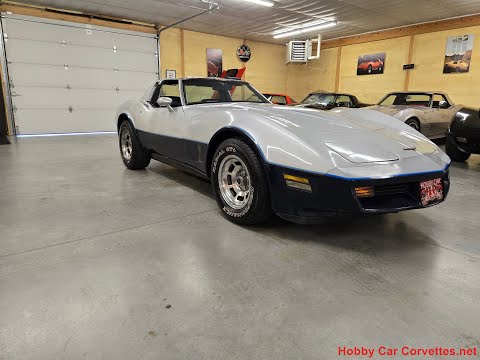 1981 Silver/Dark Blue C3 Corvette Blue Leather Int For Sale Video