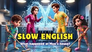 Oh No! A Huge Water Leak Flooded Mya's House! 😱💦 | Easy English Listening for Beginners (A2 Level)