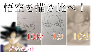 悟空を10秒・1分・10分で描き比べて、更にデジタル化してみた！