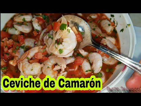 Ceviche de camarón casero cocido con limon | Shrimp ceviche