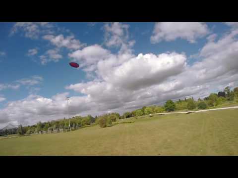 Drone chasing disc golf discs