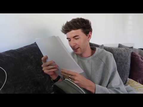 Mark reading acknowledgements from Zoe's book