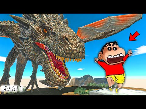 DRAGON vs EVERY UNIT😱(PART 1) SHINCHAN and CHOP fight DINOSAUR 😂Hindi animal revolt battle simulator