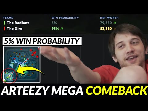 Arteezy MEGACREEP comeback with 5% Win Probability only
