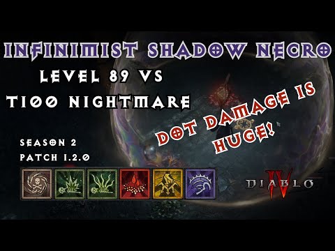 INFINIMIST NECRO IS INSANE! T100 Nightmare Dungeon vs Level 89 Shadow DoT Necromancer (build after)