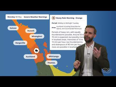 Severe Weather Update for New Zealand. Monday 8th May 2023