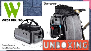 WEST BIKING 3 IN 1 TRUNK BAG UNBOXING / CYCLING MOUNTAIN ROAD BIKE REAR RACK LUGGAGE CARRIER BICYCLE