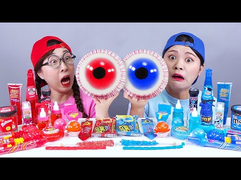 Red VS Blue Dessert Food Challenge DONA DONA