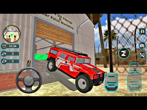 Car Wash Garage Service Workshop - 4x4 Red Hummer Car Modern Auto Wash - Android Gameplay