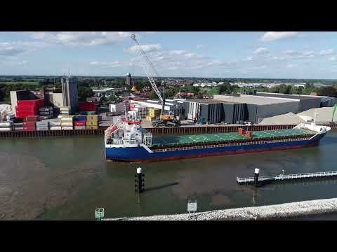 mv  Niklas G  at OTB Bergambacht - the largeste vessel to sail up the river Lek