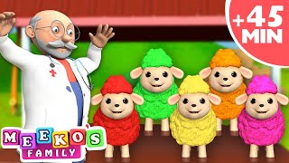 [4K] Five Cute Sheep Jumping In The Shed 🐑 + More Kids Songs | Meeko's Family
