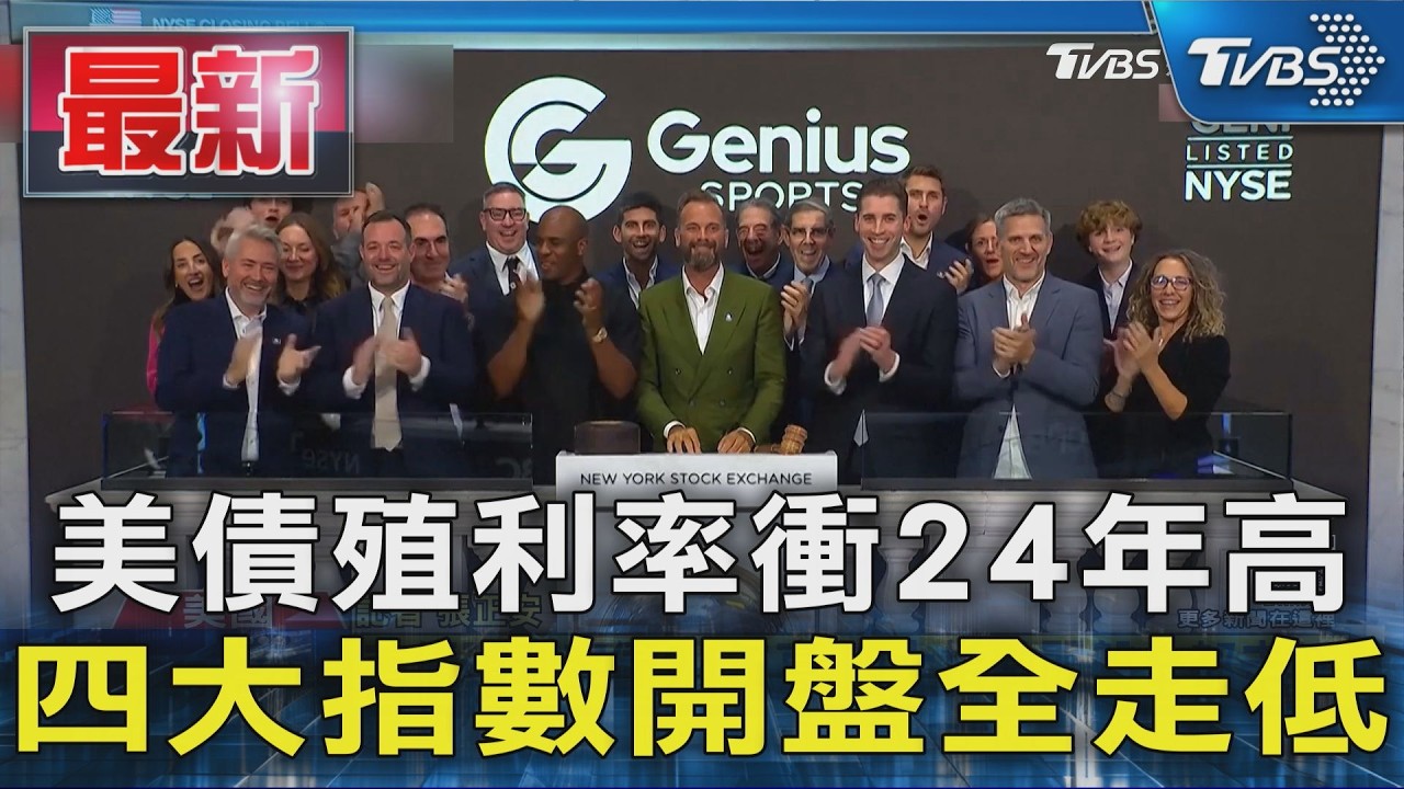 美債殖利率衝24年高 四大指數開盤全走低
