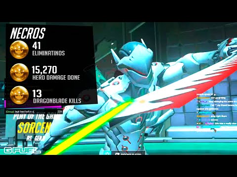Necros Fastest Genji God - 41 elims! POTG! [ Overwatch Season 30 Top 500 ]