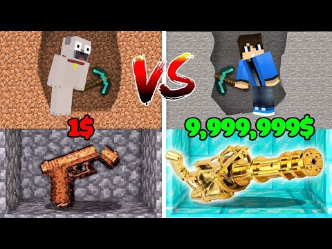 1$ vs 1.000.000$ FEGYVER BÁNYÁSZ KIHIVÁS A MINECRAFTBAN!