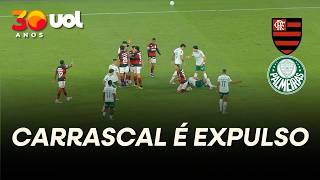 FLAMENGO X PALMEIRAS: CARRASCAL É EXPULSO AOS 20 MINUTOS DO 1ª TEMPO APÓS FALTA EM MURILO! ASSISTA