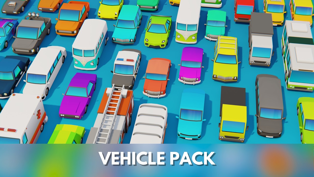 Stylized Low Poly Vehicle Pack 3D Model