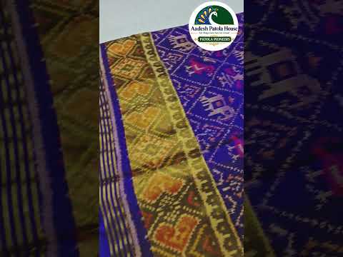 Blue Selari Border Nanu Narikunj Motifs Single Ikat Patola Saree 6 Ply Silk