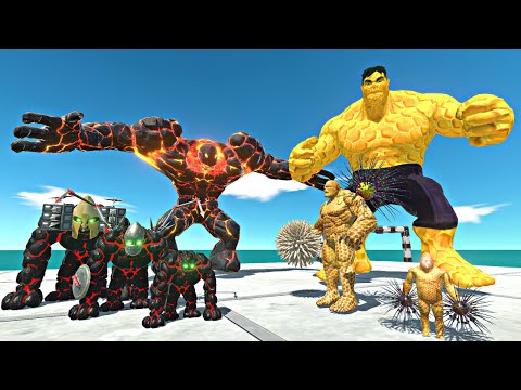 Dark Lava Golem Evolution Rescues Honey Hulk Evolution and Fight - Animal Revolt Battle Simulator