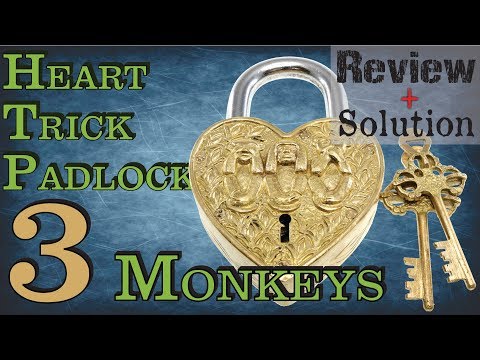 HEART PADLOCK - 3 MONKEYS - Trick Lock from Puzzle Master