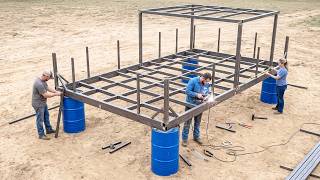 Family Builds a Cheap Homemade Pontoon Boat Using Barrels | Start to Finish @KeeflaDiy