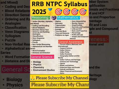 रेलवे NTPC भर्ती 2025 |Railway NTPC exam pattern & Syllabus|Railway NTPC Syllabus| RRB NTPC Vacancy
