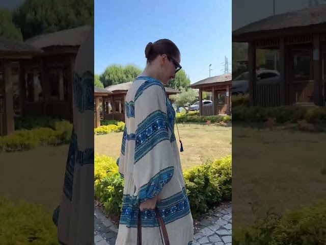 فستان ملمس قطني سكري طويل 2025