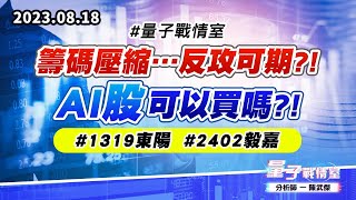 【量子戰情室】#陳武傑 0818 #量子戰情室 籌碼壓縮…反攻可期?!#AI股可以買嗎?!#1319東陽#2402毅嘉 (圖)
