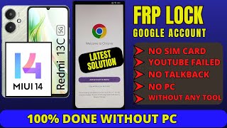 Redmi 13c 5g FRP Lock bypass | Google account Lock without PC Solution | (23124RN87I) DMR Solution