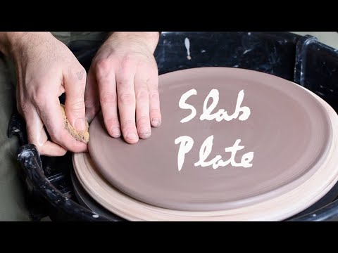 Making A Slab Plate on the Pottery Wheel from start to finish— narrated version