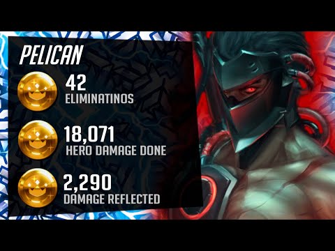 Pelican Pro Carry Genji - 42 elims! POTG! [ Overwatch Season 36 Top 500 ]