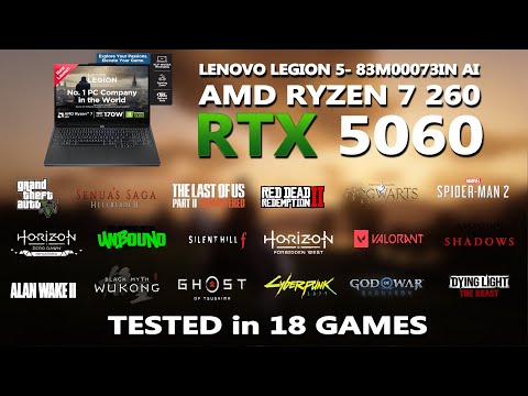 NEW LENOVO LEGION 5- AMD RYZEN 7 260 + RTX 5060 GAMING BENCHMARK TEST | Tested in 18 Games |
