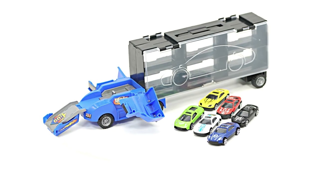 Kids Toy Truck Carrier & 6 Mini Cars Set