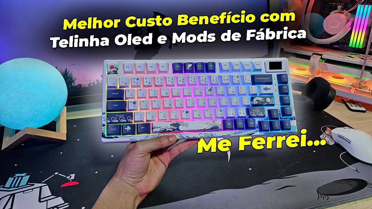 Melhor Teclado Mecânico com Telinha Oled Custo Benefício. Review Sk-80