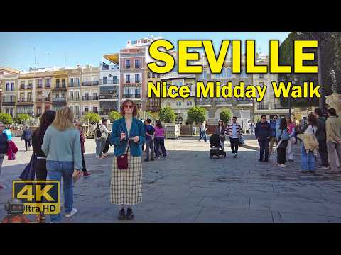 Beautiful Day for a Walk in Seville's City Center ☀️ 4K Virtual Walking Tour Spain