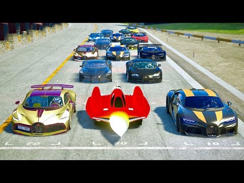 Hypersonic Go-Kart vs Bugatti Hypercars - Drag Race 20 KM