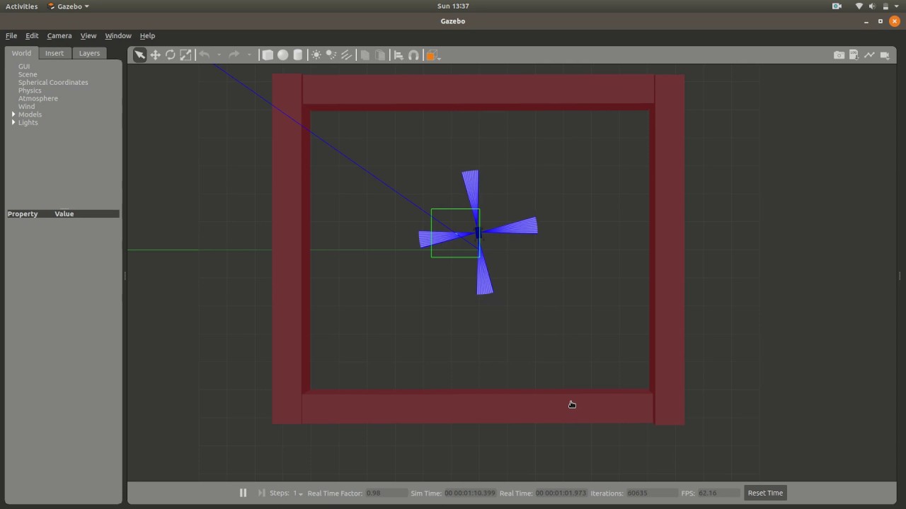 Differential Robot With Ultrasonic and IMU Sensors in Gazebo
