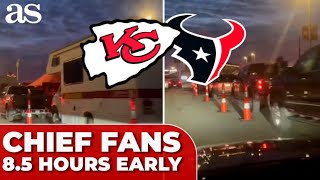 CHIEFS FANS defy 18-degree WEATHER ARRIVE 8.5 HOURS EARLY to tailgate at ARROWHEAD!