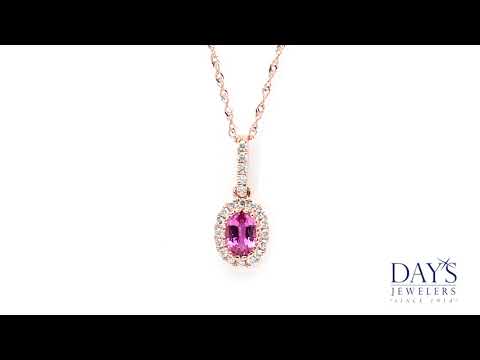 Pink Sapphire Necklace 14kt Rose Gold with Diamonds (1/7ct tw)