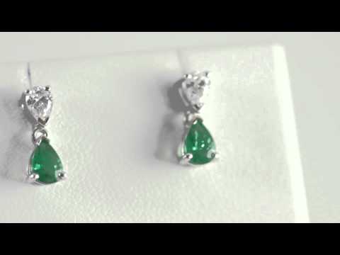 White Gold Emerald and Diamond Earrings - D778612 - Pravins